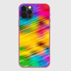 Чехол для iPhone 12 Pro Max Радужный звездопад, цвет: 3D-малиновый