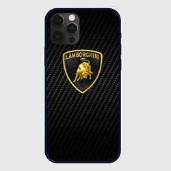 Чехол iPhone 12 Pro Max Lamborghini logo n carbone