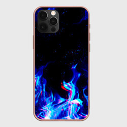 Чехол для iPhone 12 Pro Max СИНИЙ ОГОНЬ ГЛИТЧ, цвет: 3D-светло-розовый