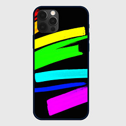 Чехол для iPhone 12 Pro Max НЕОНОВЫЕ КРАСКИ, цвет: 3D-черный