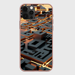 Чехол для iPhone 12 Pro Max 3D абстрактная схема, цвет: 3D-светло-розовый