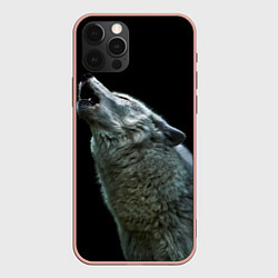 Чехол для iPhone 12 Pro Max Воющий волк, цвет: 3D-светло-розовый