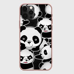 Чехол для iPhone 12 Pro Max Смешные панды, цвет: 3D-светло-розовый
