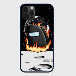 Чехол для iPhone 12 Pro Max Among Us fire, цвет: 3D-черный