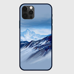 Чехол для iPhone 12 Pro Max Серо-голубые горы, цвет: 3D-черный