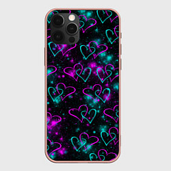 Чехол для iPhone 12 Pro Max Сердечки, цвет: 3D-светло-розовый