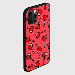 Чехол для iPhone 12 Pro Max Сердечки леденцы, цвет: 3D-черный — фото 2