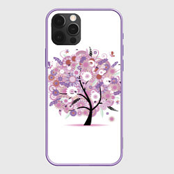 Чехол для iPhone 12 Pro Max Цветочное Дерево, цвет: 3D-сиреневый