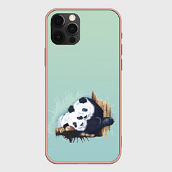 Чехол для iPhone 12 Pro Max Акварельные панды, цвет: 3D-светло-розовый