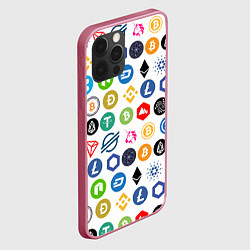 Чехол для iPhone 12 Pro Max BITCOIN PATTERN БИТКОИН Z, цвет: 3D-малиновый — фото 2