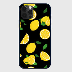 Чехол iPhone 12 Pro Max Лимоны на чёрном