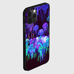 Чехол для iPhone 12 Pro Max Неоновые медузы, цвет: 3D-черный — фото 2