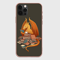 Чехол для iPhone 12 Pro Max Book Dragon, цвет: 3D-светло-розовый