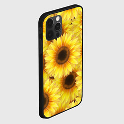 Чехол для iPhone 12 Pro Max Подсолнухи в поле, цвет: 3D-черный — фото 2
