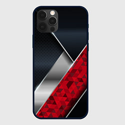 Чехол iPhone 12 Pro Max 3D BLACK AND RED METAL