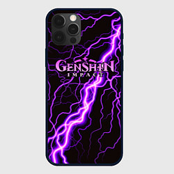 Чехол для iPhone 12 Pro Max GENSHIN IMPACT МОЛНИЯ НЕОН, цвет: 3D-черный