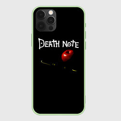 Чехол для iPhone 12 Pro Max Death Note яблоко и ручка, цвет: 3D-салатовый