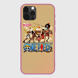 Чехол для iPhone 12 Pro Max Пираты Соломенной Шляпы One Piece, цвет: 3D-малиновый