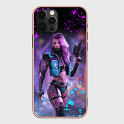 Чехол для iPhone 12 Pro Max CYBERPUNK 2077 NEON КИБЕРПАНК НЕОН Z, цвет: 3D-светло-розовый