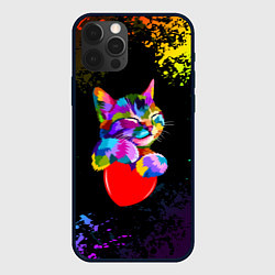 Чехол для iPhone 12 Pro Max РАДУЖНЫЙ КОТИК RAINBOW KITTY, цвет: 3D-черный