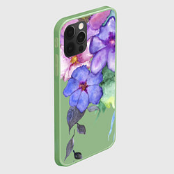 Чехол для iPhone 12 Pro Max Акварель цветы, цвет: 3D-салатовый — фото 2