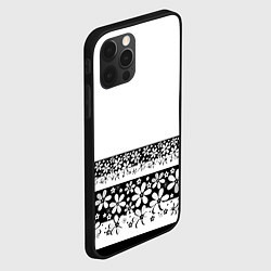 Чехол для iPhone 12 Pro Max Черно-белый цветочный принт, цвет: 3D-черный — фото 2