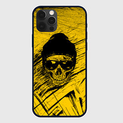 Чехол для iPhone 12 Pro Max Череп Хипстер Гранж Брызги, цвет: 3D-черный