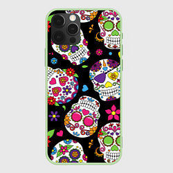 Чехол для iPhone 12 Pro Max SKULLS1!, цвет: 3D-салатовый