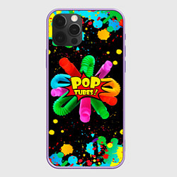 Чехол для iPhone 12 Pro Max Pop Tubes, поп трубка pop it, цвет: 3D-сиреневый