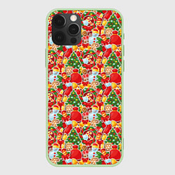 Чехол для iPhone 12 Pro Max Merry Christmas символика, цвет: 3D-салатовый