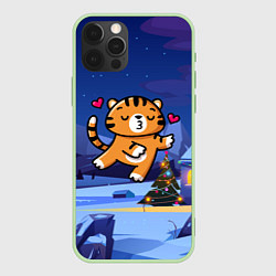 Чехол iPhone 12 Pro Max Влюбленный тигренок с сердечками