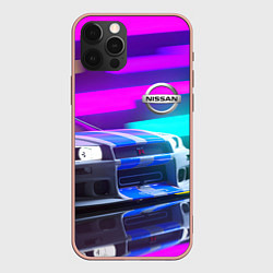 Чехол для iPhone 12 Pro Max NISSAN GT-R SKYLINE, цвет: 3D-светло-розовый