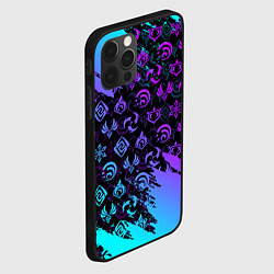 Чехол для iPhone 12 Pro Max GENSHIN NEON PATTERN SYMBOL НЕОН ЭМБЛЕМЫ, цвет: 3D-черный — фото 2