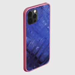 Чехол для iPhone 12 Pro Max Синие акварельные мазки, цвет: 3D-малиновый — фото 2