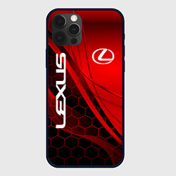 Чехол для iPhone 12 Pro Max LEXUS RED GEOMETRY ЛЕКСУС, цвет: 3D-черный