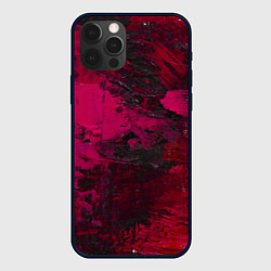 Чехол для iPhone 12 Pro Max Бордовые мазки в тёмно-красных тонах, цвет: 3D-черный