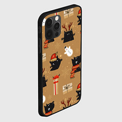 Чехол для iPhone 12 Pro Max Черные новогодние коты, цвет: 3D-черный — фото 2