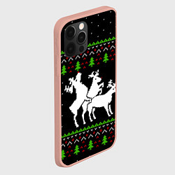 Чехол для iPhone 12 Pro Max Новогодние три оленя, цвет: 3D-светло-розовый — фото 2