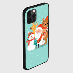 Чехол для iPhone 12 Pro Max Звери и Дед Мороз, цвет: 3D-черный — фото 2