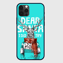 Чехол для iPhone 12 Pro Max Олень в свитере с оленями, цвет: 3D-черный