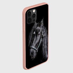 Чехол для iPhone 12 Pro Max Лошадь на черном фоне, цвет: 3D-светло-розовый — фото 2