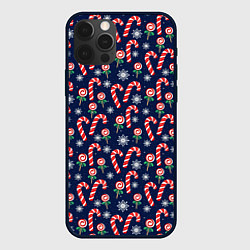 Чехол для iPhone 12 Pro Max Christmas Candy, цвет: 3D-черный