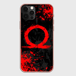 Чехол для iPhone 12 Pro Max GOD OF WAR LOGO RED, БРЫЗГИ КРАСОК, цвет: 3D-светло-розовый