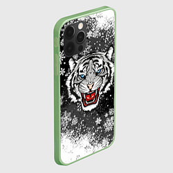 Чехол для iPhone 12 Pro Max НОВОГОДНИЙ БЕЛЫЙ ТИГР 2022, цвет: 3D-салатовый — фото 2