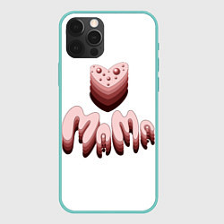 Чехол iPhone 12 Pro Max Объемное розовое сердце с бусинами и объемной розо