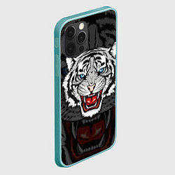 Чехол для iPhone 12 Pro Max ЧЁРНЫЙ ТИГР BLACK TIGER УЗОР, цвет: 3D-мятный — фото 2