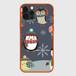 Чехол iPhone 12 Pro Max НОВОГОДНИЙ ПАТТЕРН ЖИВОТНЫЕ