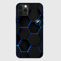 Чехол для iPhone 12 Pro Max BMW blue neon theme, цвет: 3D-черный