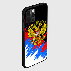 Чехол для iPhone 12 Pro Max ТРИКОЛОР РОССИЯ, БРЫЗГИ КРАСОК, цвет: 3D-черный — фото 2