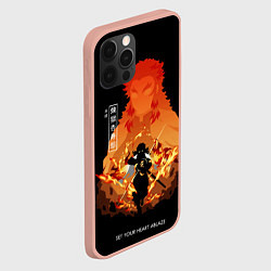Чехол для iPhone 12 Pro Max Ренгоку Кенджуро пылай клинок демонов, цвет: 3D-светло-розовый — фото 2